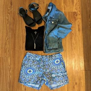 Blue mosaic print shorts, Banana Republic, size 2
